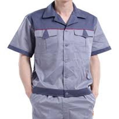 Quần Áo Bảo Hộ Kaki Cộc Tay Màu Ghi Phối Chì