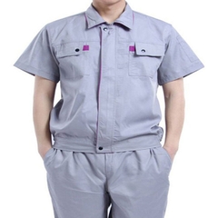 Quần Áo Bảo Hộ Kaki Cộc Tay Màu Ghi Sáng