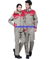 Quần Áo Bảo Hộ Kỹ Sư Màu Ghi Phối Đỏ
