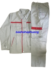 Quần Áo Bảo Hộ Kỹ Sư Màu Ghi Phối Đỏ