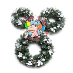 Vòng hoa 3 loại lá lăn kim tuyến bạc trang trí