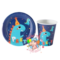 Bộ ly, đĩa chủ đề khủng long (set 10)