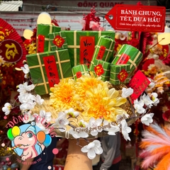 Bánh chưng, tét, dưa hấu giấy xếp