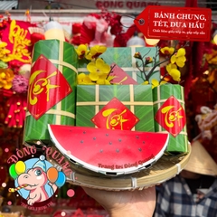 Bánh chưng, tét, dưa hấu giấy xếp