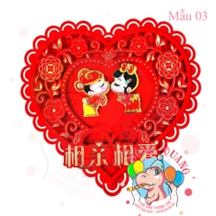 Hình dán Song hỷ tim nhung 3D (set 2)