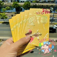 Set 6 bao lì xì vàng may mắn (bản dài)