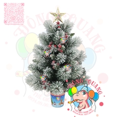 Cây thông mini 3 loại lá phủ tuyết gắn cherry