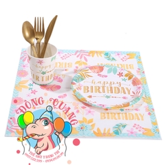 Bộ ly, đĩa chủ đề hoa lá (set 10)