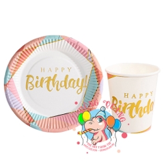 Bộ ly, đĩa chủ đề sắc màu 2 (set 10)