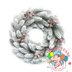 Vòng hoa nhánh thông đơn PE phủ tuyết