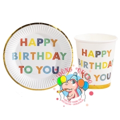 Bộ ly, đĩa chủ đề sắc màu 1 (set 10)