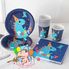 Bộ ly, đĩa chủ đề khủng long (set 10)