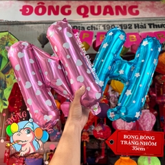 Bong bóng nhôm chữ, số (40/80/100cm) - xanh sao