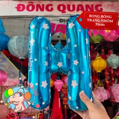 Bong bóng nhôm chữ, số (40/80/100cm) - xanh sao