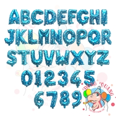 Bong bóng nhôm chữ, số (40/80/100cm) - xanh sao