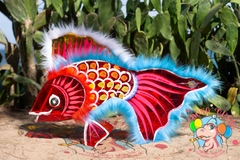 Vải lông thú dán lồng đèn Trung thu