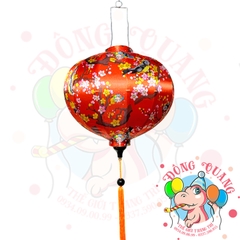 Lồng đèn Hội An vải bóng hoa văn - dáng tròn