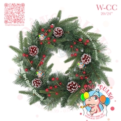 Vòng hoa đầu nhọn 4 loại lá có trang trí