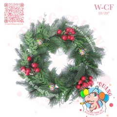 Vòng hoa 4 loại lá gắn trái đỏ