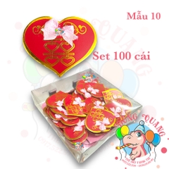 Set 100 chữ Hỷ dán áo khách dự đám cưới