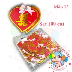 Set 100 chữ Hỷ dán áo khách dự đám cưới