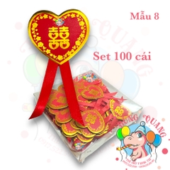 Set 100 chữ Hỷ dán áo khách dự đám cưới