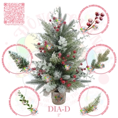 Cây thông mini 4 loại lá phủ tuyết cherry