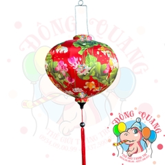 Lồng đèn Hội An vải bóng hoa văn - dáng tròn
