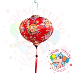 Lồng đèn Hội An vải bóng hoa văn - dáng tròn