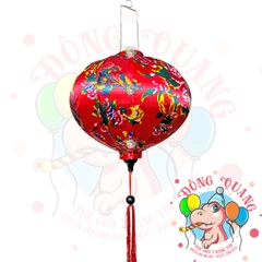 Lồng đèn Hội An vải bóng hoa văn - dáng tròn
