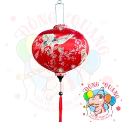 Lồng đèn Hội An vải bóng hoa văn - dáng tròn