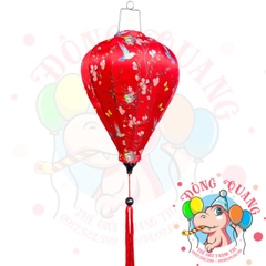 Lồng đèn Hội An vải bóng hoa văn - dáng tỏi