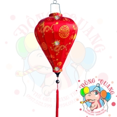 Lồng đèn Hội An vải bóng hoa văn - dáng tỏi