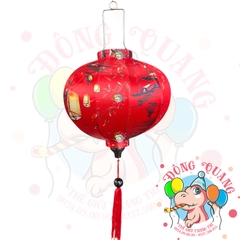 Lồng đèn Hội An vải bóng hoa văn - dáng tròn
