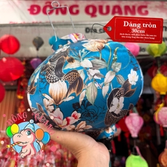 Lồng đèn Hội An vải bóng hoa văn - dáng tròn