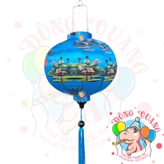 Lồng đèn Hội An vải bóng hoa văn - dáng tròn