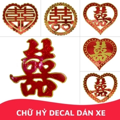 Chữ hỷ decal dán xe