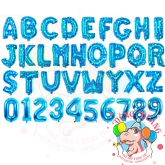 Bong bóng nhôm chữ, số (40/80/100cm) - xanh sao