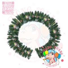 Dây trang trí 3 loại lá phun sơn gắn trái thông