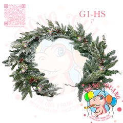 Dây trang trí 5 loại lá thông phủ tuyết cherry