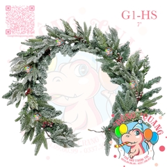 Dây trang trí 5 loại lá thông phủ tuyết cherry