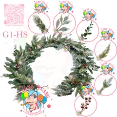 Dây trang trí 5 loại lá thông phủ tuyết cherry