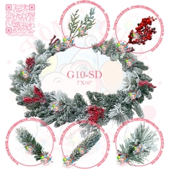 Dây trang trí 4 loại lá phủ tuyết cherry