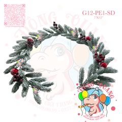 Dây trang trí nhánh thông PE lá đơn phủ tuyết