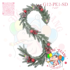 Dây trang trí nhánh thông PE lá đơn phủ tuyết