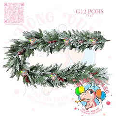 Dây trang trí 2 loại lá PE phủ tuyết, cherry