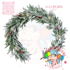 Dây trang trí 2 loại lá PE phủ tuyết, cherry