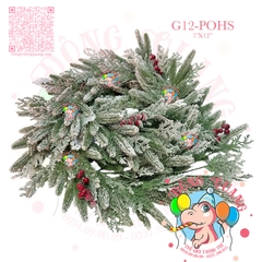 Dây trang trí 2 loại lá PE phủ tuyết, cherry