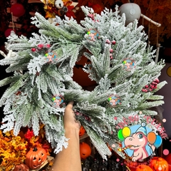 Dây trang trí 2 loại lá PE phủ tuyết, cherry