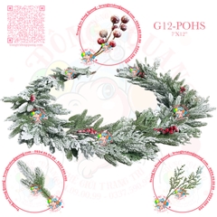 Dây trang trí 2 loại lá PE phủ tuyết, cherry